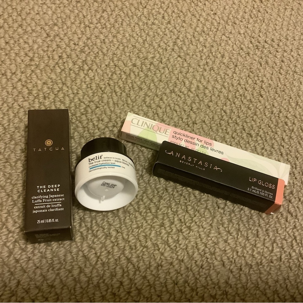 Tatcha, Belif, Clinique, and Anastasia bundle